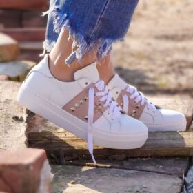 Sneaker fascia rosa borchie