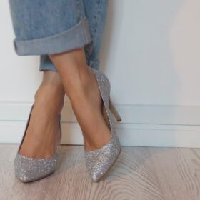 Décolleté glitter argento