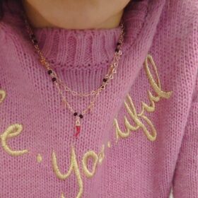 Collana a due fili cuori cornetto