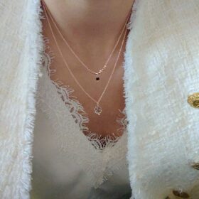 Collana doppia filo quadrifoglio perlina