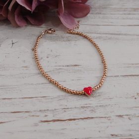 Bracciale sfere cuore rosso
