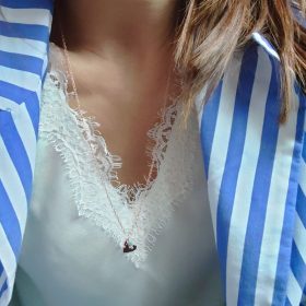 Collana 60 cm cuore cristalli (vari colori)