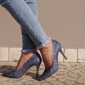 Décolleté glitter piombo