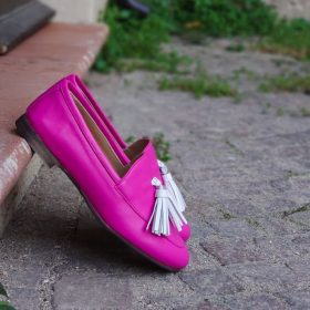 Mocassino fucsia/bianco