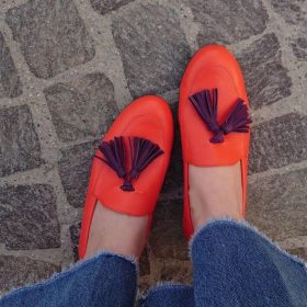 Mocassino arancio/viola