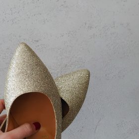 Slingback glitter platino
