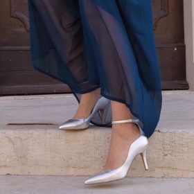 Décolleté argento cinturino