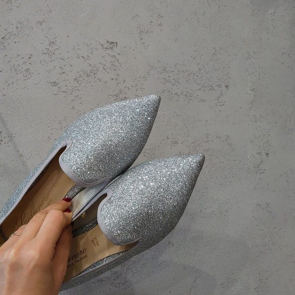Loafer glitter argento