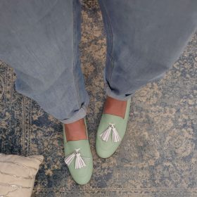 Mocassino menta/bianco