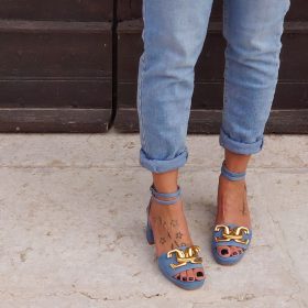 Sandalo plateau jeans
