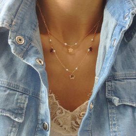 Collana double Star bianco perla