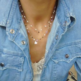 Collana a due fili Lumiere cuoricino lilla