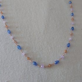 Girocollo cristalli azzurro rosa