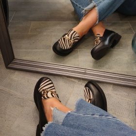 Mocassino zebra bianco nero