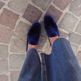 Mocassino velvet blu