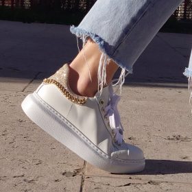 Sneaker Alex glitter nude catenella oro