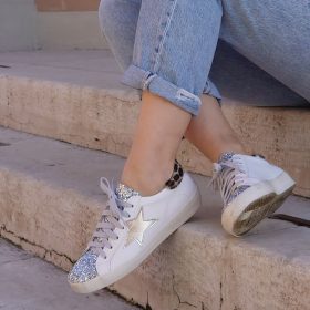 Sneaker platino glitter leo