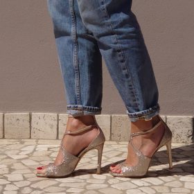 Sandalo Fleur glitter nude