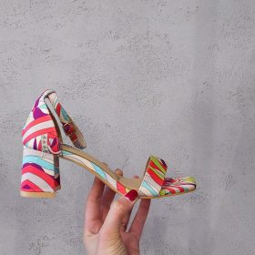 Sandalo multicolor tacco 6 cm