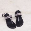 Sandalo infradito nero cristalli