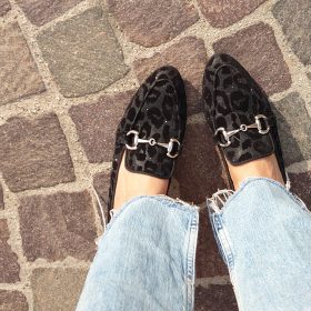 Mocassino leo nero lurex