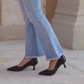 Décolleté nappa nera tacco 5 cm
