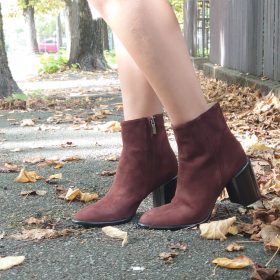 Tronchetto Leah suede castagno