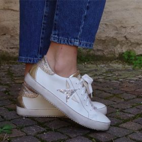 Sneaker stella platino glitter Ovye