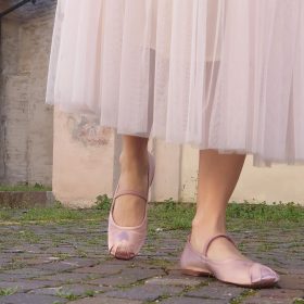Flat Eliette raso rosa
