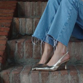 Slingback platino tacco 7.5 cm