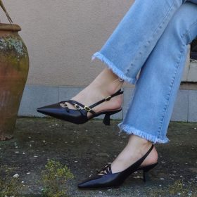 Slingback Anbeta nappa nera