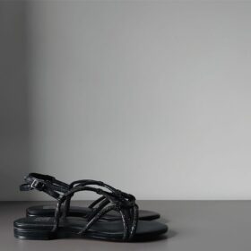 Sandalo flat strass neri Bibi Lou