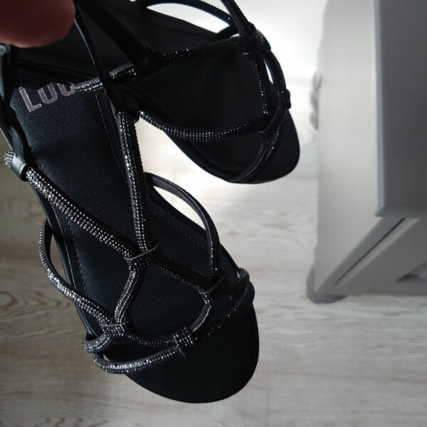 Sandalo flat strass neri Bibi Lou