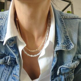 Collana doppia perle strass