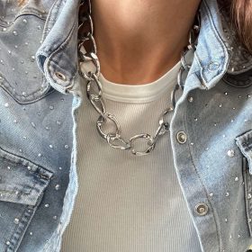 Collana maglia larga argento
