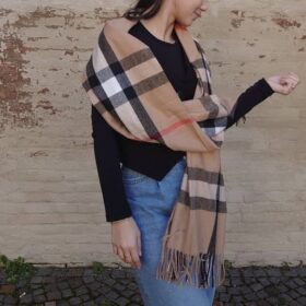 Sciarpa tartan beige