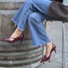 Décolleté tre fibbiette vernice burgundy