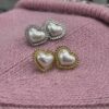 Orecchini cuore perla acciaio (vari colori)