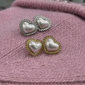 Orecchini cuore perla acciaio (vari colori)