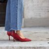 Décolletté nappa rossa tacco 7.5 cm