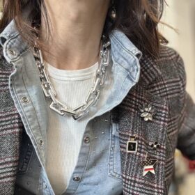 Collana argento maglia irregolare