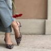 Slingback raso leo