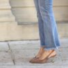 Slingback suede rosa antico tacco metal