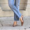 Slingback suede rosa antico tacco metal