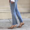 Slingback suede rosa antico tacco metal