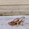 Slingback suede rosa antico tacco metal