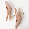 Slingback suede rosa antico tacco metal