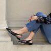 Slingback Zamiel rafia nera