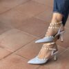 Décolleté Amina combi celeste 7 cm