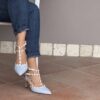 Décolleté Amina combi celeste 7 cm